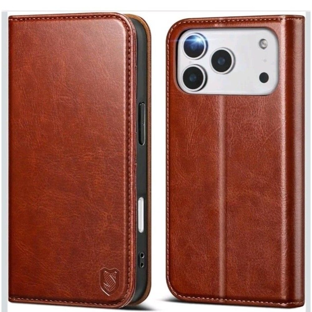 Genuine Leather Wallet Case for iPhone 17 Pro Max 6.9" 2025 | Flip Magnetic NWT